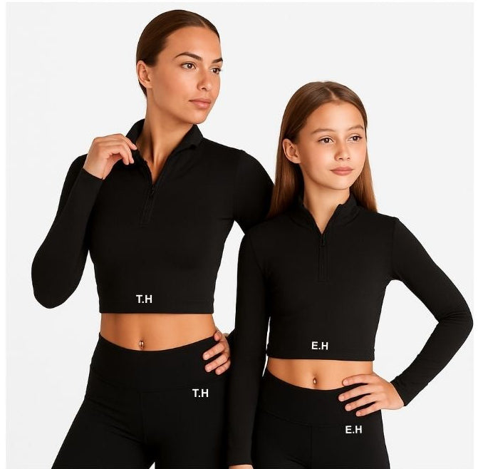 Genuine Silky Dance® ½ Zip Crop Top – Personalised by The Little Gift Workshop