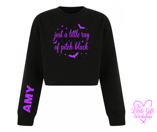 “Just a Little Ray of Pitch Black” Children's Cropped Sweater
