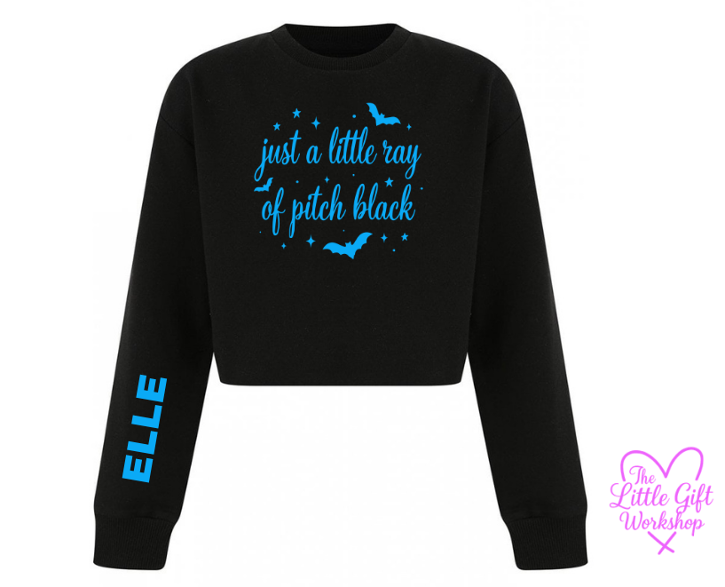 “Just a Little Ray of Pitch Black” Children's Cropped Sweater