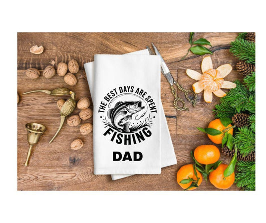 Personalised Fishing Tea Towel – “The Best Days Are Spent Fishing”