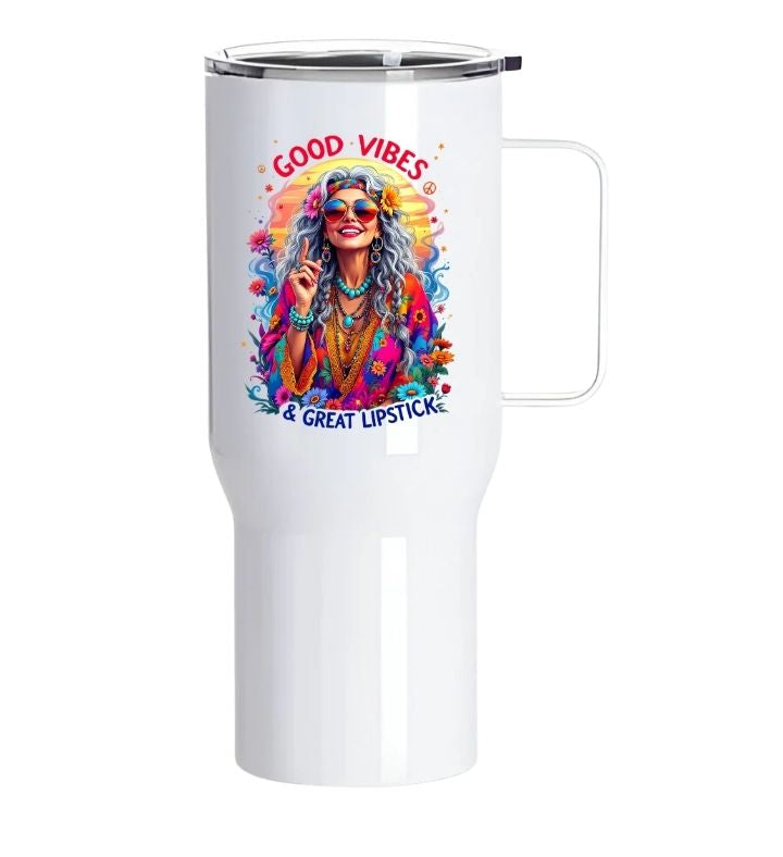 Personalised Boho Girl Tumbler with Handle – 25oz Stainless Steel Cup