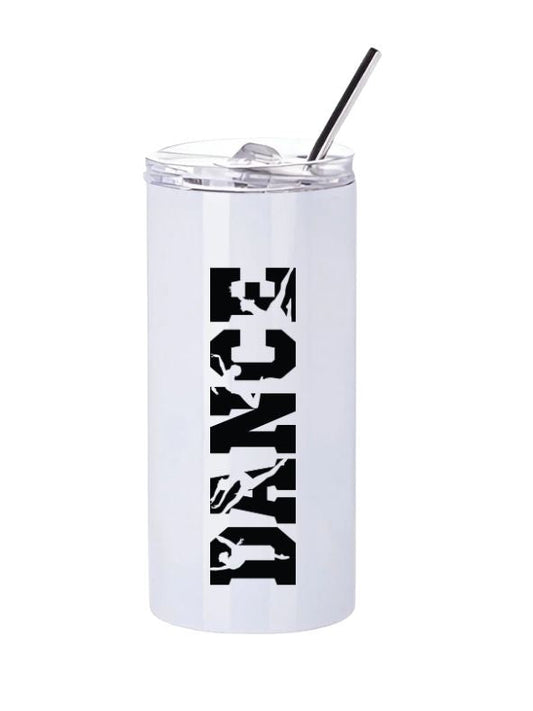 Personalised Dance Slim Tumbler with Straw – 480ml Stainless Steel Cup
