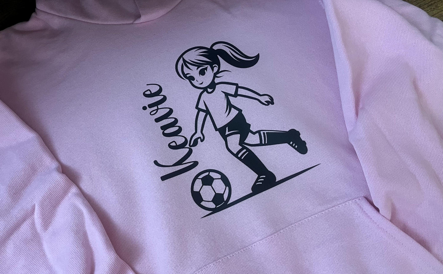 Girls Football Hoodie – Personalised Soccer Sweatshirt for Young Athletes