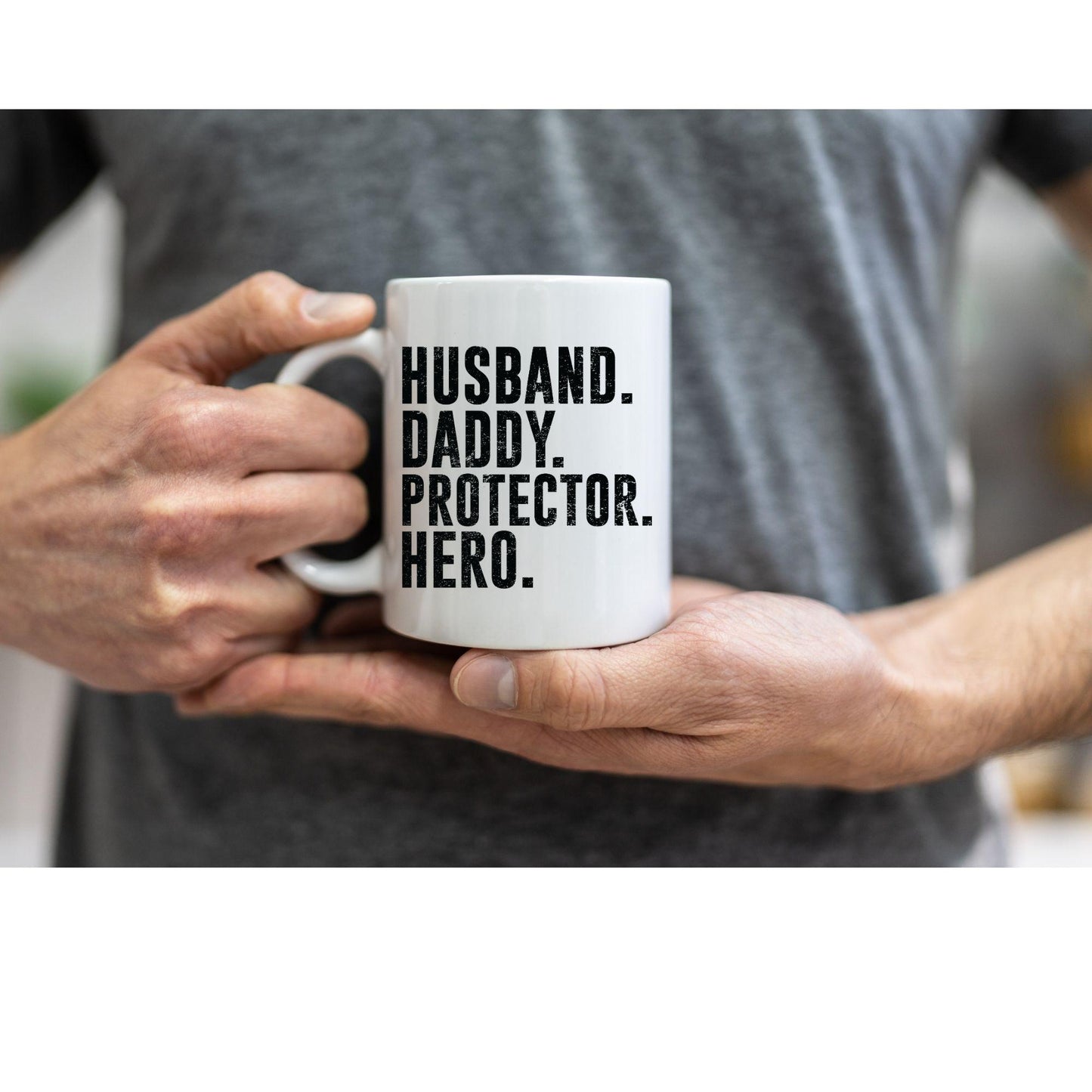 Personalised “Husband, Daddy, Protector, Hero” Mug – Ceramic Gift for Dad, Stepdad or Husband
