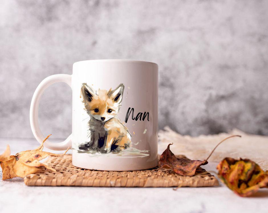Personalised Baby Fox Ceramic Mug – Cute Woodland Animal Gift