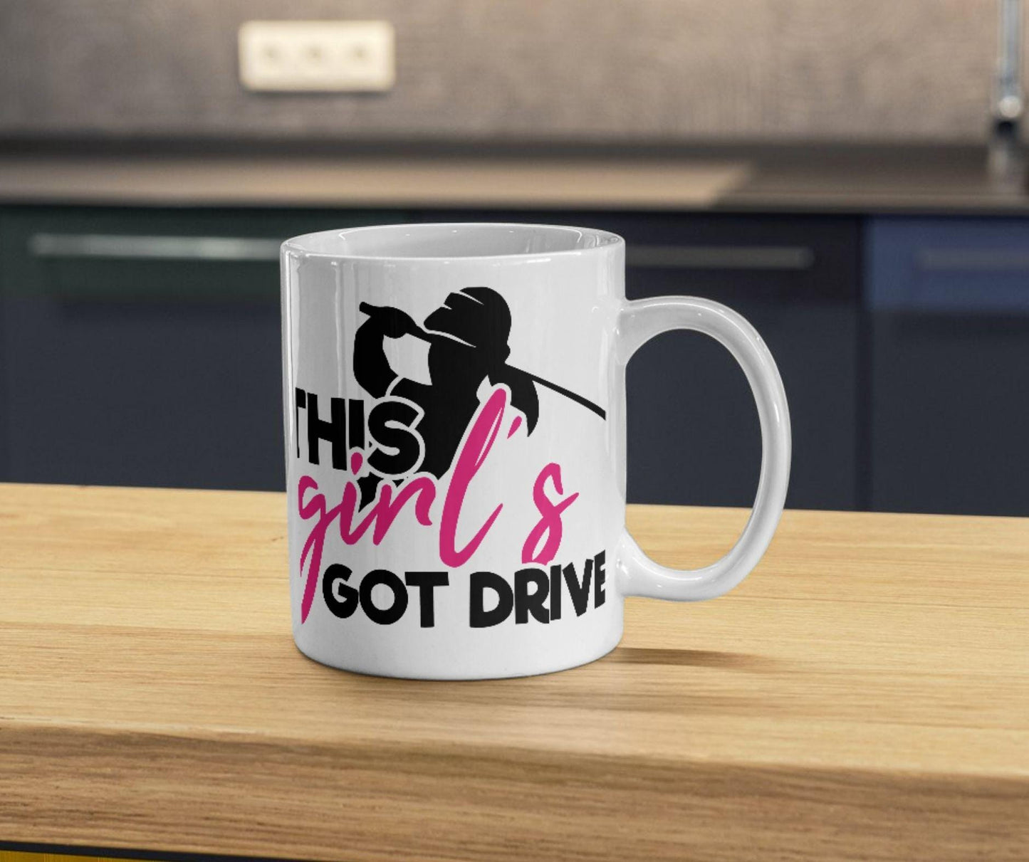 Personalised Golf Mug – “This Girl’s Got Drive” – Custom Name or Message