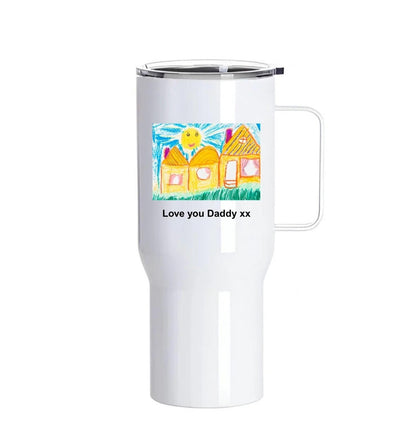 Personalised Kids Artwork 25oz Stainless Steel Tumbler with Handle