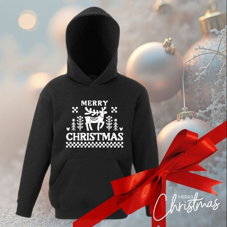 Children’s Christmas Hoodie – “Merry Christmas” Reindeer Design