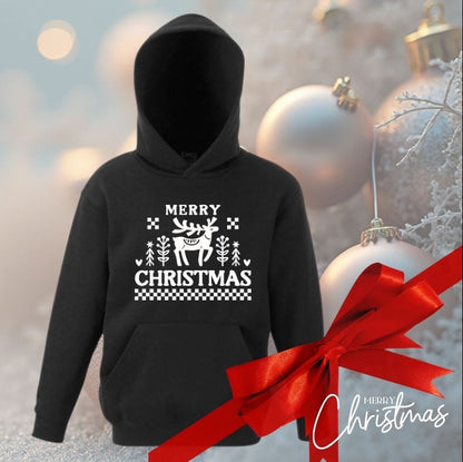 Children’s Christmas Hoodie – “Merry Christmas” Reindeer Design