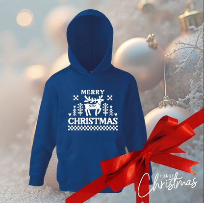 Children’s Christmas Hoodie – “Merry Christmas” Reindeer Design