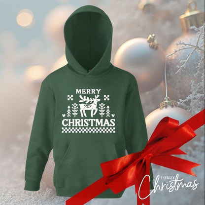 Children’s Christmas Hoodie – “Merry Christmas” Reindeer Design