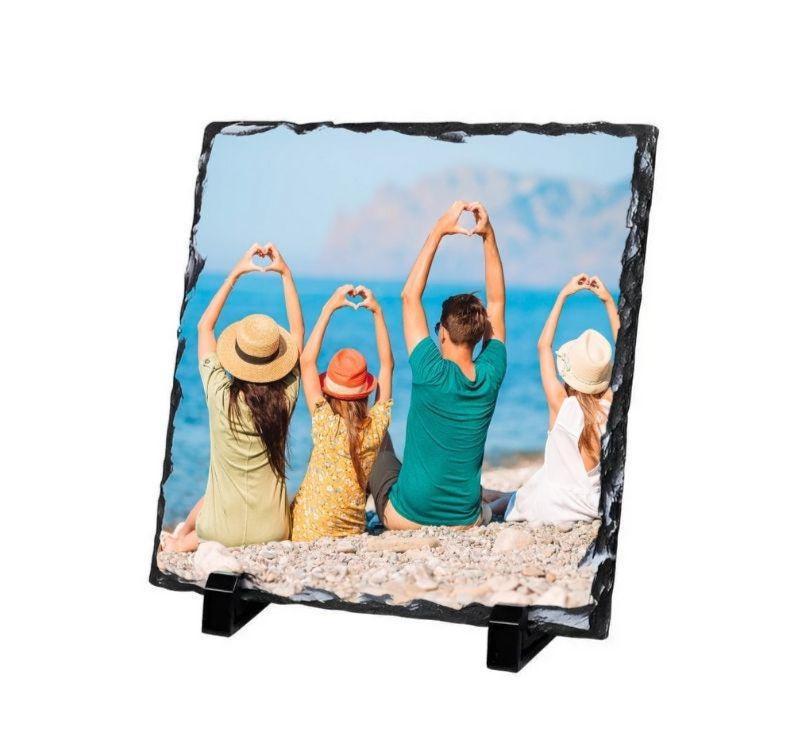 Personalised Photo Slate: Glossy Rock Keepsake - 20x20cm Square