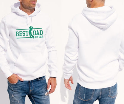Men’s White Hoodie – “Best Dad by Par”
