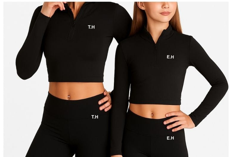 Genuine Silky Dance® ½ Zip Crop Top – Personalised by The Little Gift Workshop