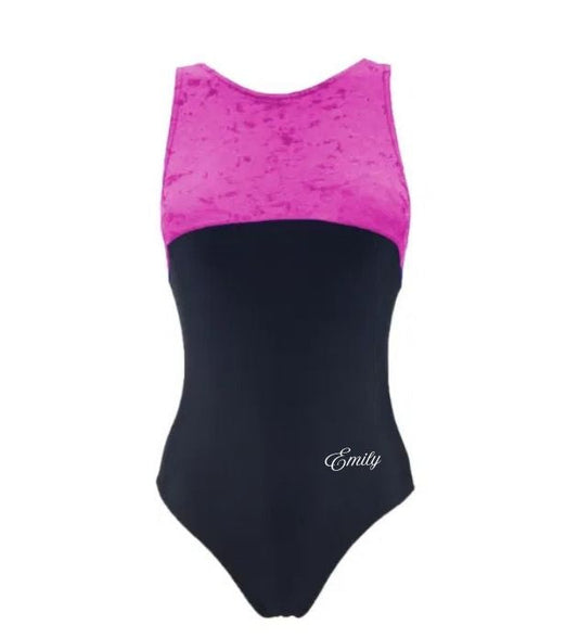 Personalised Starlite Tansy Crushed Velour Dance Leotard, Personalised by The Little Gift Workshop