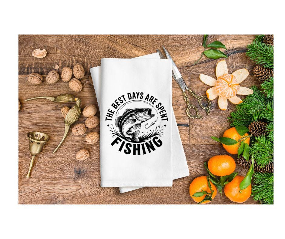 Personalised Fishing Tea Towel – “The Best Days Are Spent Fishing”