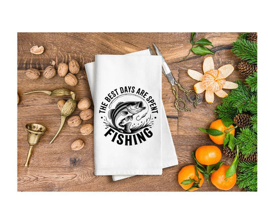 Personalised Fishing Tea Towel – “The Best Days Are Spent Fishing”