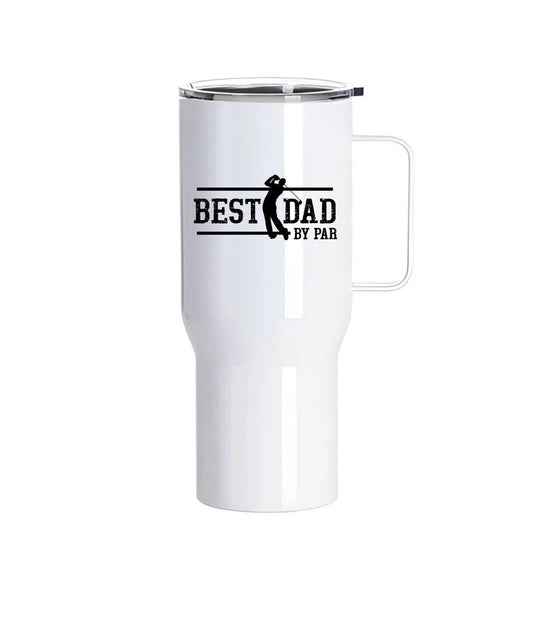 Best Dad by Par – 25oz White Stainless Steel Golf Tumbler