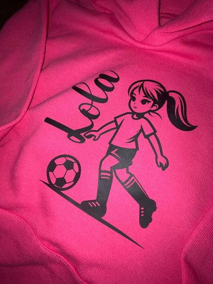 Girls Football Hoodie – Personalised Soccer Sweatshirt for Young Athletes
