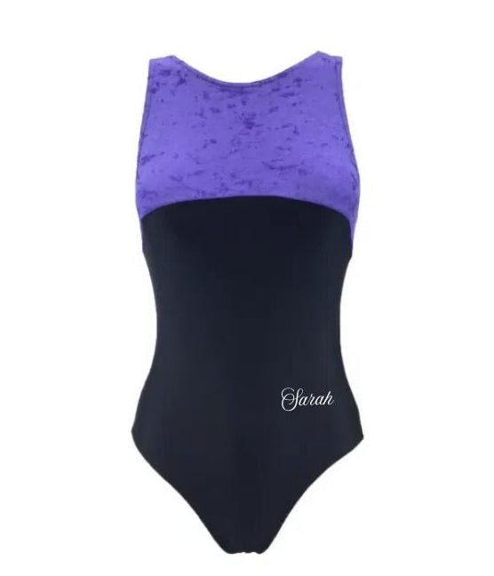 Personalised Starlite Tansy Crushed Velour Dance Leotard, Personalised by The Little Gift Workshop