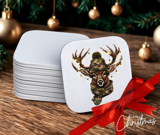 Festive Reindeer Personalised Coaster