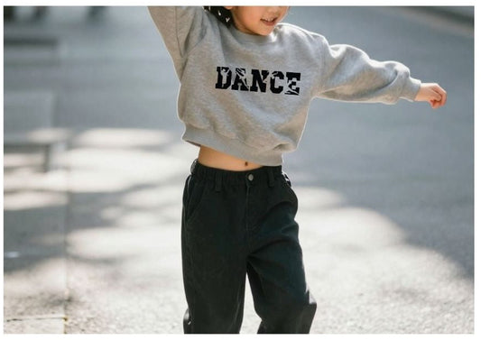 Personalised Girls Dance Cropped Sweatshirt | Kids DANCE Jumper with Name