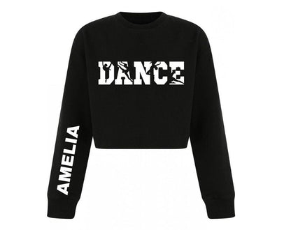 Personalised Girls Dance Cropped Sweatshirt | Kids DANCE Jumper with Name