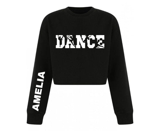 Personalised Girls Dance Cropped Sweatshirt | Kids DANCE Jumper with Name