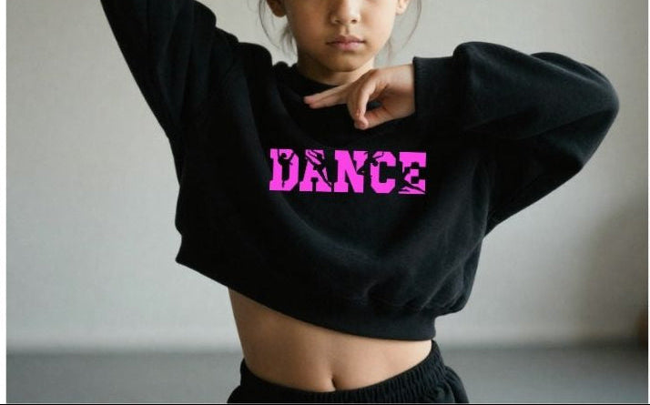 Personalised Girls Dance Cropped Sweatshirt | Kids DANCE Jumper with Name