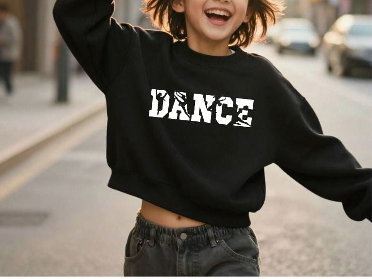 Personalised Girls Dance Cropped Sweatshirt | Kids DANCE Jumper with Name