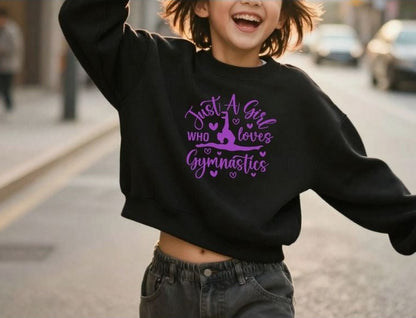 Personalised Girls Gymnastics Cropped Sweatshirt – Just a Girl Who Loves Gymnastics
