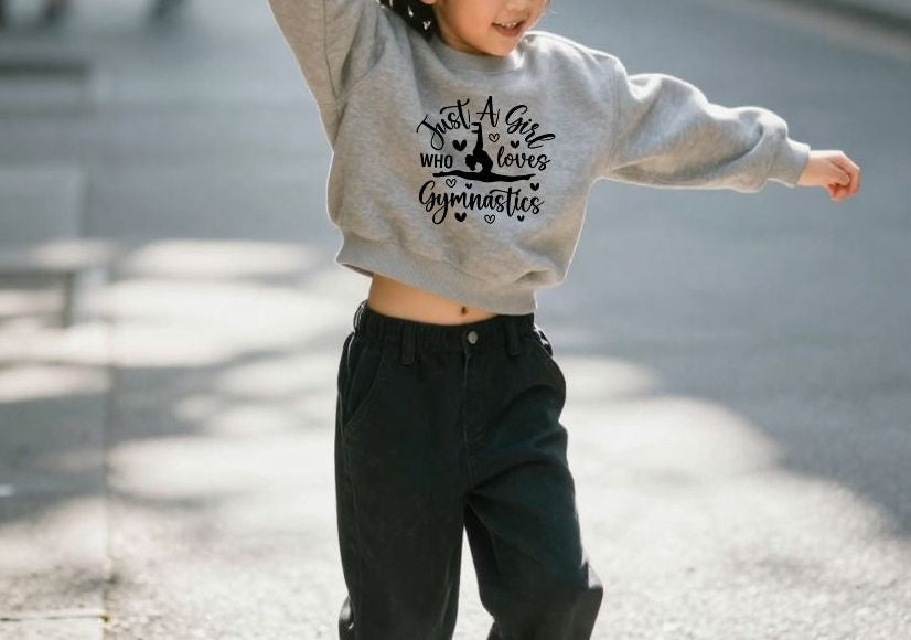 Personalised Girls Gymnastics Cropped Sweatshirt – Just a Girl Who Loves Gymnastics