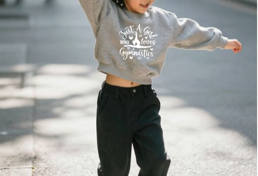 Personalised Girls Gymnastics Cropped Sweatshirt – Just a Girl Who Loves Gymnastics