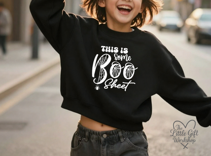 Personalised “This Is Some Boo Sheet” Children's Cropped Sweater