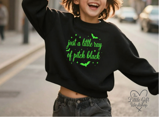 “Just a Little Ray of Pitch Black” Children's Cropped Sweater