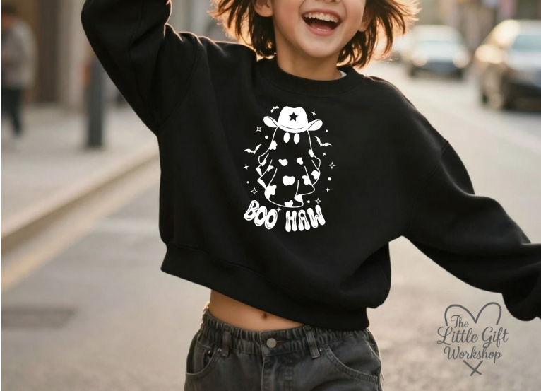 “BOO HAW” Children's Cropped Sweater