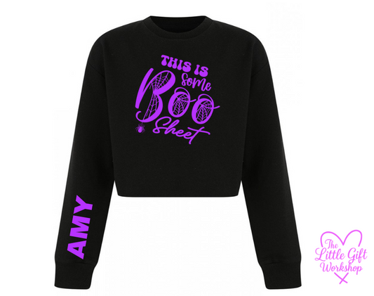 Personalised “This Is Some Boo Sheet” Children's Cropped Sweater