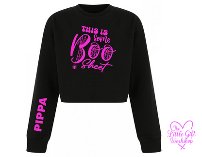 Personalised “This Is Some Boo Sheet” Children's Cropped Sweater