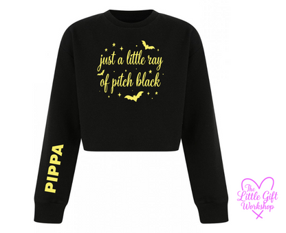 “Just a Little Ray of Pitch Black” Children's Cropped Sweater