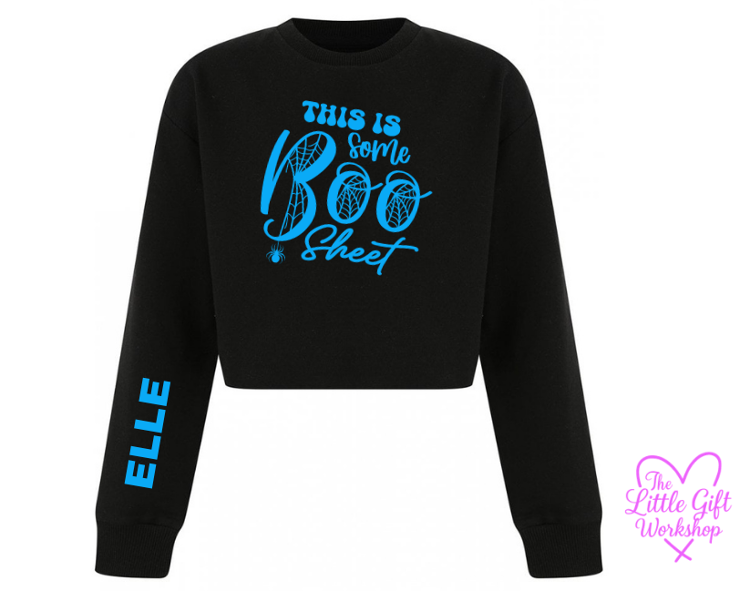 Personalised “This Is Some Boo Sheet” Children's Cropped Sweater