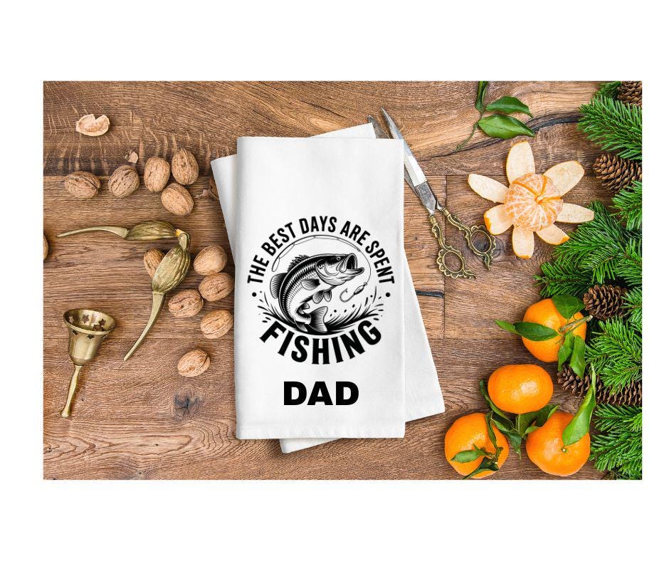 Personalised Fishing Tea Towel – “The Best Days Are Spent Fishing”