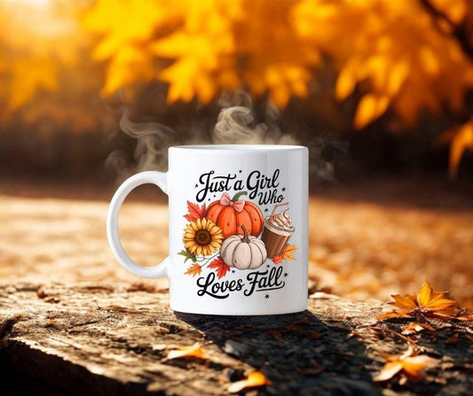 Just a Girl Who Loves Fall – Personalised 11oz Ceramic Mug | Autumn Gift