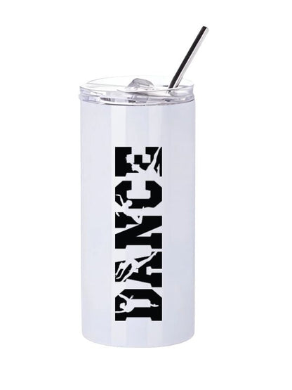 Personalised Dance Slim Tumbler with Straw – 480ml Stainless Steel Cup