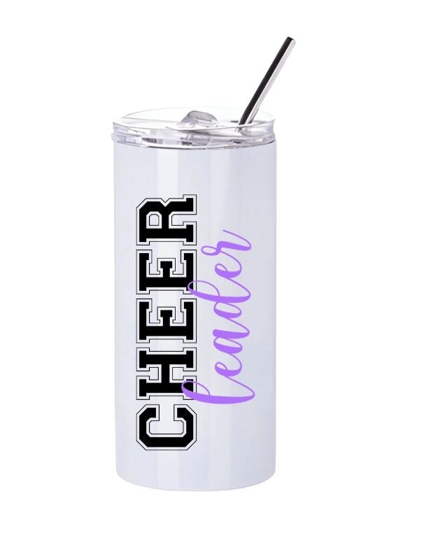 Personalised Cheerleader Slim Tumbler with Straw – 480ml Stainless Steel Cup