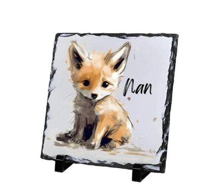 Personalised Baby Fox Slate – Custom Animal Wall Decor