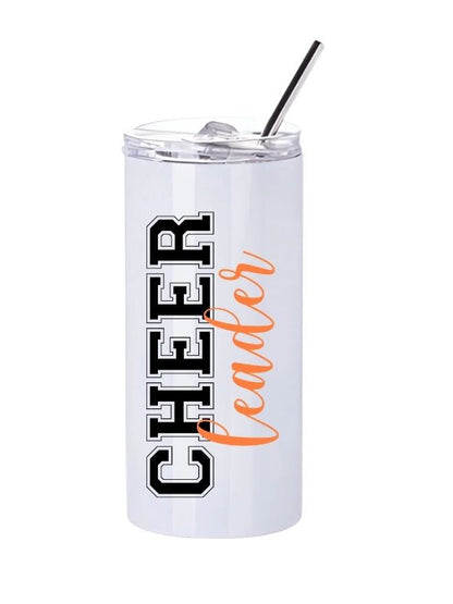 Personalised Cheerleader Slim Tumbler with Straw – 480ml Stainless Steel Cup