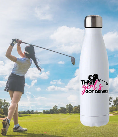 Personalised Golf Water Bottle – “This Girl’s Got Drive”