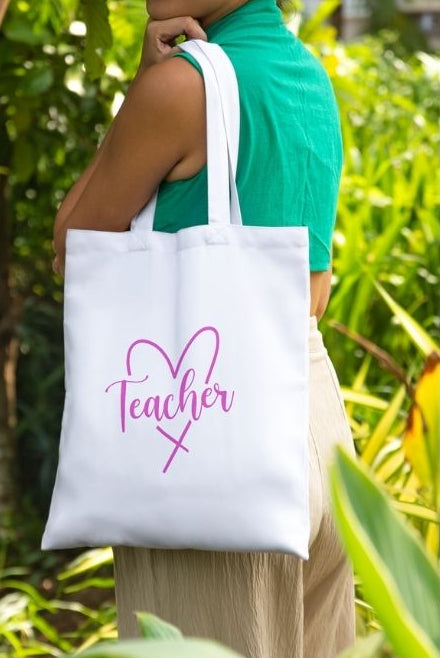 Personalised Teacher Tote Bag | Heart Teacher Design