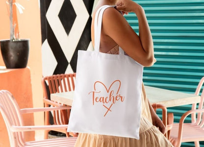 Personalised Teacher Tote Bag | Heart Teacher Design