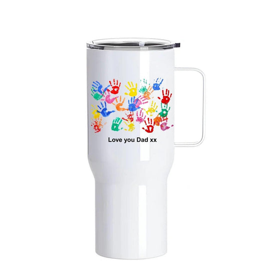 Personalised Kids Artwork 25oz Stainless Steel Tumbler with Handle